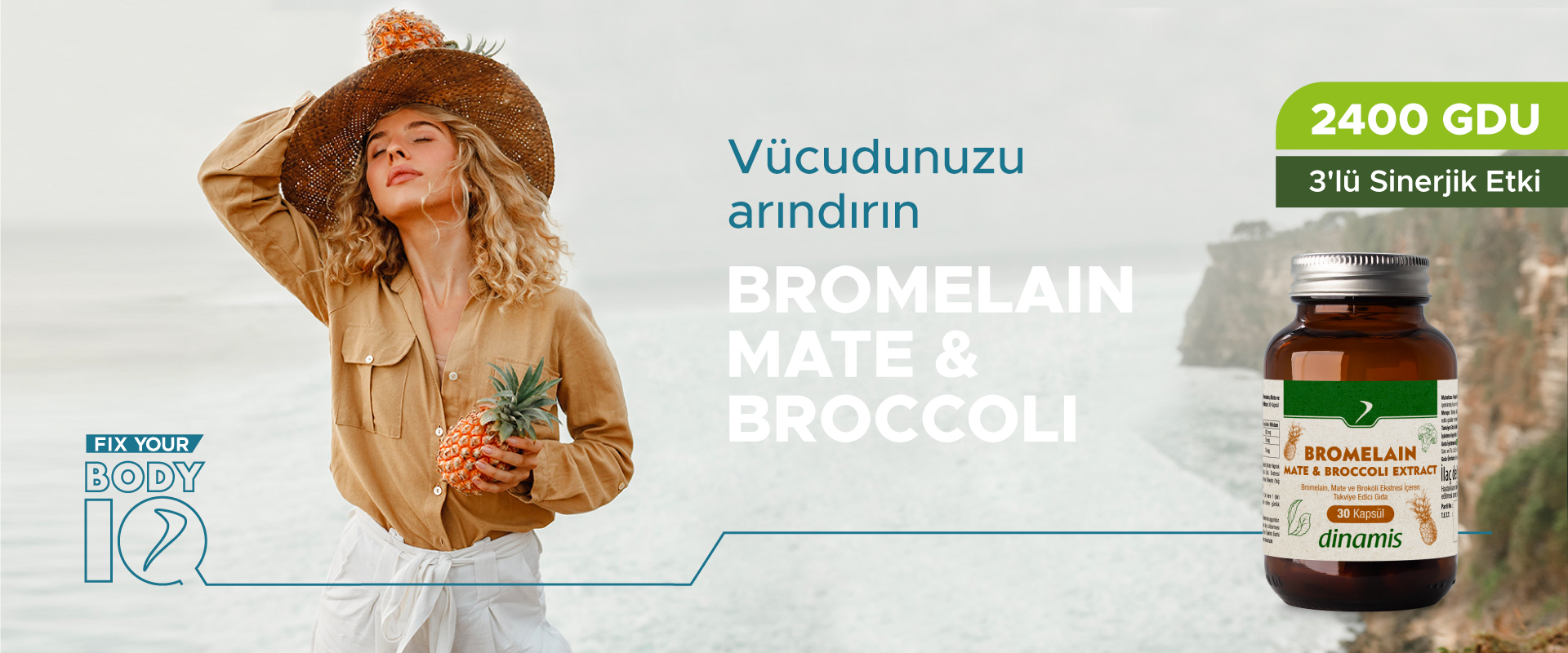 Dinamis Bromelain Mate & Broccoli Bitkisel Takviyesi